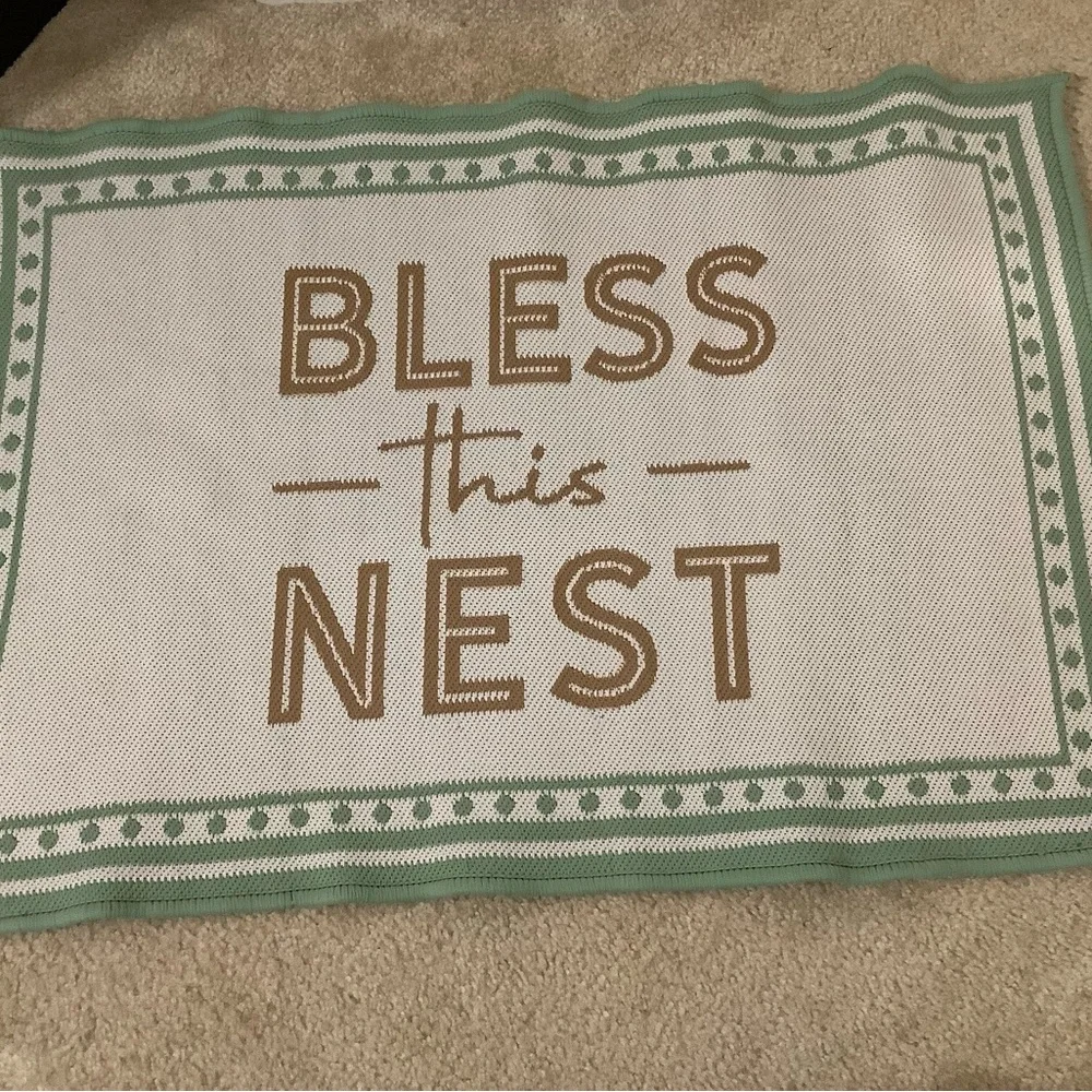 Green and Brown Bless This Nest Accent Rug